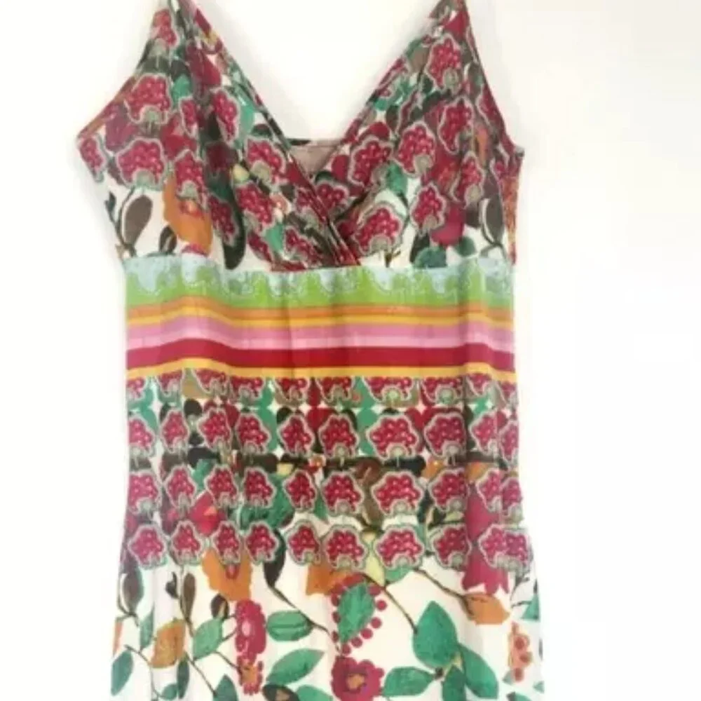 Rare DESIGUAL Swing Farm Rio Flowers Maxi Long Dress V-neck Floral Zebra Print M - Picture 5 of 16